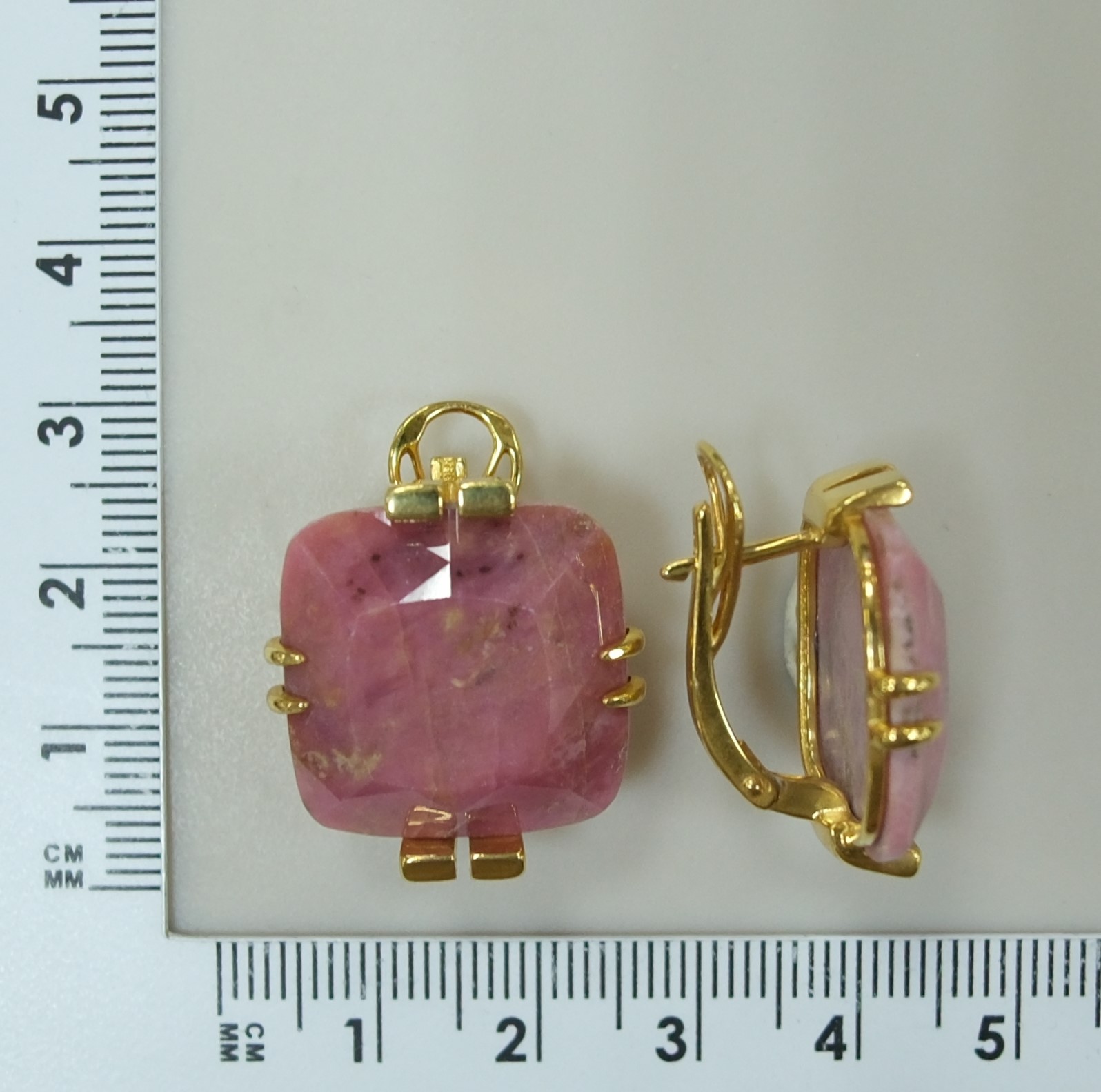 Серебряные серьги с родонитами